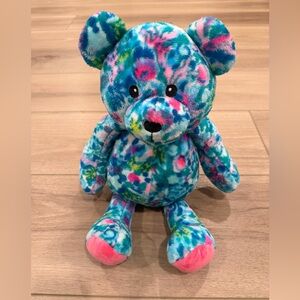Lilly Pulitzer Lilly Teddy Bear Multi-Colored Fleece Plush One Size Pink & Blue